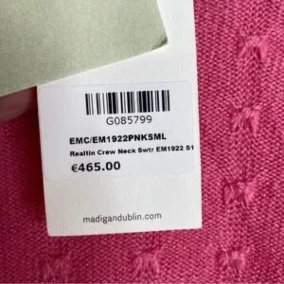 Madigan Ireland Pink Réiltín Cashmere Silk crew neck small NWT new with tag - Picture 3 of 6